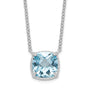 Sterling Silver Rhodium-plated Square Blue Topaz w/2 in ext. Necklace