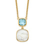 Sterling Silver Gold-plated 1.95BT Blue Topaz & MOP w/2 in ext. Necklace