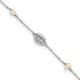 Sterling Silver Rhodium-plated Cowrie Shell & Semi-round FWC Pearl Bracelet