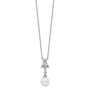 Sterling Silver Rhodium-plated CZ and Glass Bead Necklace