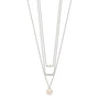 Sterling Silver Rhodium-plated Multi Strand CZ and Glass Pearl Necklace