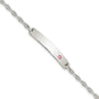 Sterling Silver Polished Childrens ID with Pink CZ Bracelet