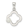 Sterling Silver Polished Imitation Pearl Clover Pendant