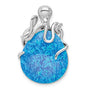 Sterling Silver Rhodium-plated Blue Created Opal Octopus Chain Slide