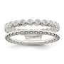 Sterling Silver Polished CZ Beaded Double Fancy Ring