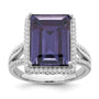 Sterling Silver Rhodium-plated Polished CZ & Blue Crystal Ring