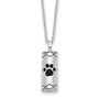 Sterling Silver Rhodium Antiqued Paws Cylinder Ash Holder 18in Necklace