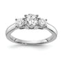 14k White Gold 1 1/2ct Lab Grown Dia VS/SI+ G+ Comp 3 Stone Eng Ring