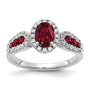 10k White Gold 1/3 ct Lab Grown Diamond VS/SI+ G+ & Oval Cr Ruby Ring