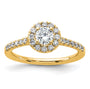 14k 3/4ct Lab Grown Diamond VS/SI+ G+ Round Comp Halo Eng Ring