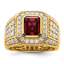 10k 1 7/8 ct Lab Grown Diamond VS/SI+ G+ and Created Ruby Men's Ring