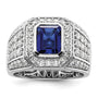 10k White Gold 1 7/8 ct Lab Grown Dia VS/SI+ G+ & Cr Sapphire Men's Ring