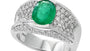 EFFY 14K WHITE GOLD DIAMOND,NATURAL EMERALD RING