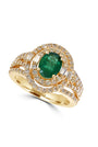 Effy 14K Yellow Gold Diamond,Natural Emerald Ring