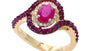 EFFY 14K WHITE GOLD DIAMOND,NATURAL RUBY RING
