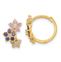14K Madi K Hinged Flower Multicolor CZ Hoop Earrings