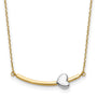 14k Two-tone Heart Bar 18 inch Necklace