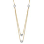 14K Two-tone Polished & D/C Discs Double Necklace