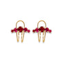 14K Yellow Gold Red CZ Double Loop Stud Earrings