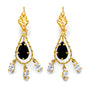 14K Yellow Gold Black & White CZ Chandelier Earrings