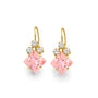 14K Yellow Gold Pink CZ & White CZ Wire Hook Earrings