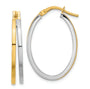 14K Two-tone Polished Oval Double Hoop Earrings