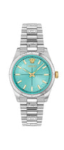 32MM Stainless Steel Case Light Blue Sunray Dial Silver Bracelet
