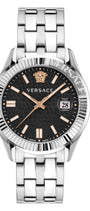41MM Stainless Steel Case Black Guilloché Dial Silver Bracelet