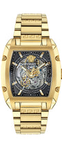 42X49.5MM IP Yellow Gold Case Black Skeleton Dial Gold Bracelet