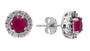 EFFY 925 SILVER DIAMOND,NATURAL RUBY EARRINGS