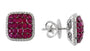 EFFY 14K WHITE GOLD DIAMOND,NATURAL RUBY EARRINGS