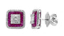 EFFY 18K WHITE GOLD DIAMOND,NATURAL RUBY EARRINGS