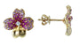 EFFY 14K YELLOW GOLD DIAMOND,PINK SAPPHIRE EARRINGS