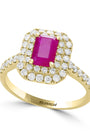 EFFY 14K YELLOW GOLD DIAMOND,NATURAL RUBY RING