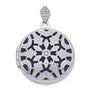 14k White Gold Filigree .01ct Diamond 20mm Round Locket