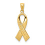 14k Gold Polished SURVIVOR Ribbon Pendant