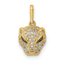 14K Polished Green & White CZ Lioness Head Pendant