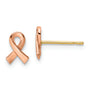 14k Two-tone Rose & Yellow Post Awareness Ribbon Yellow Gold Post Earrings