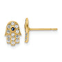 14k CZ & Blue Glass Stone Hamsa Post Earrings