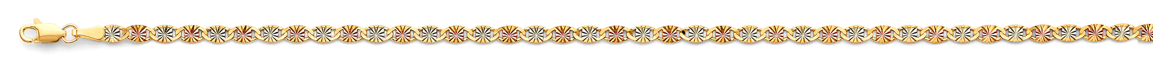 14K Tri-Color 3.1mm Flat Valentino Star DC Chain