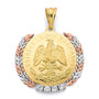 14K Tri-Color CZ Framed Medal Coin Pendant
