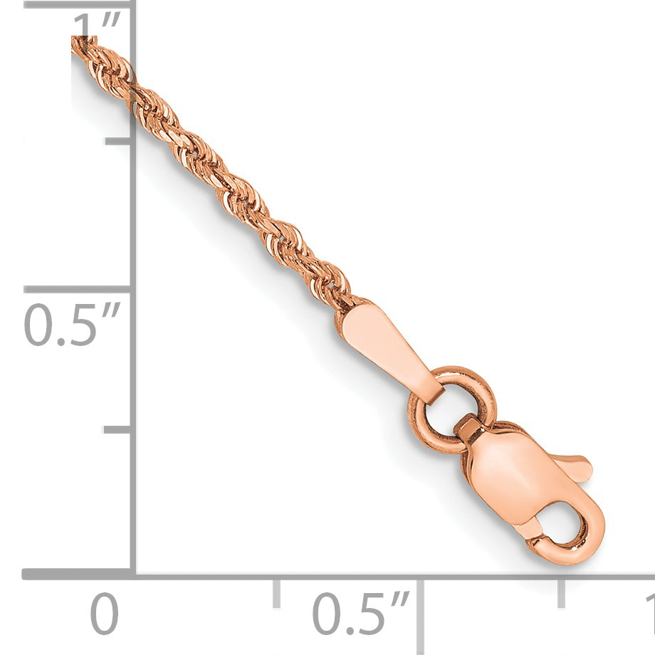 14k Rose Gold 1.50mm D/C Rope Chain Anklet