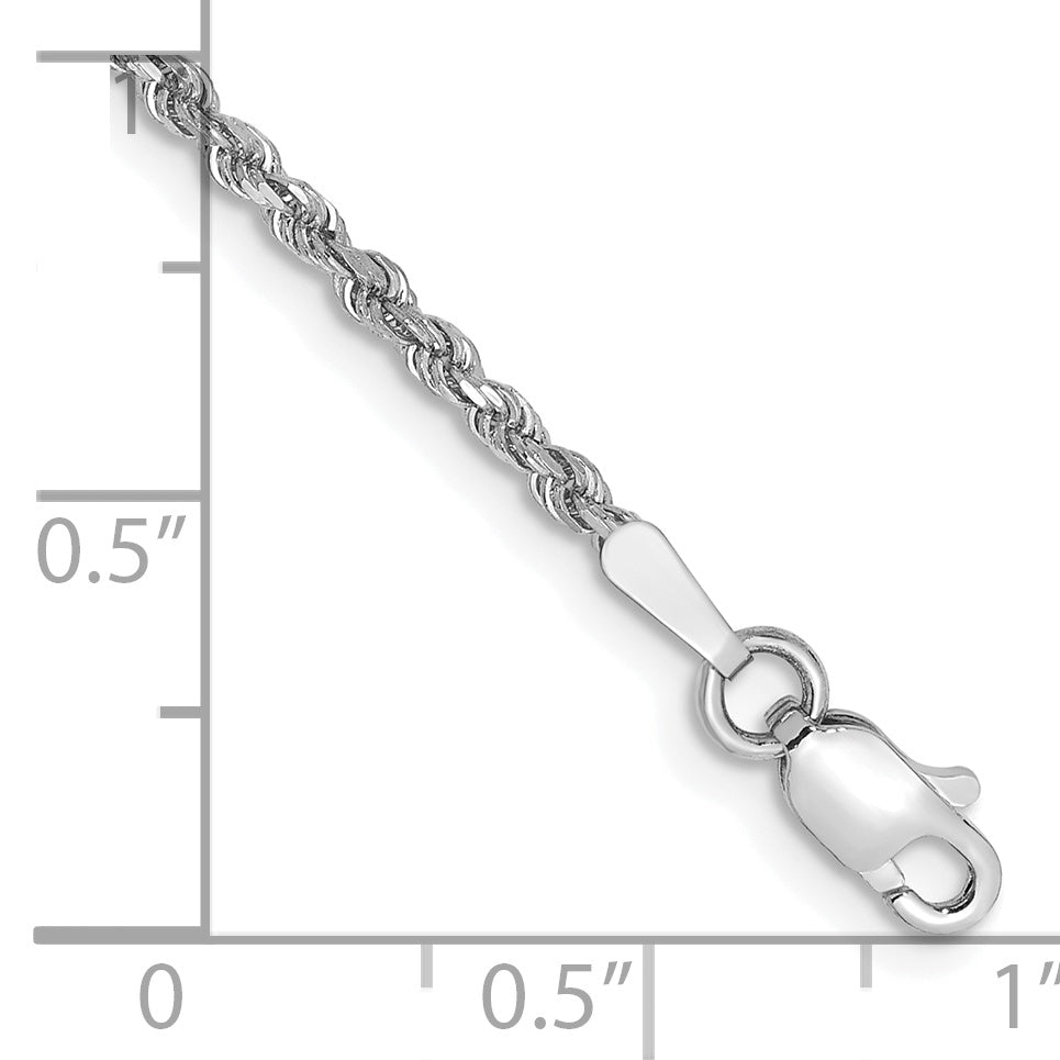 14k White Gold 1.75mm Diamond-cut Rope Chain Anklet