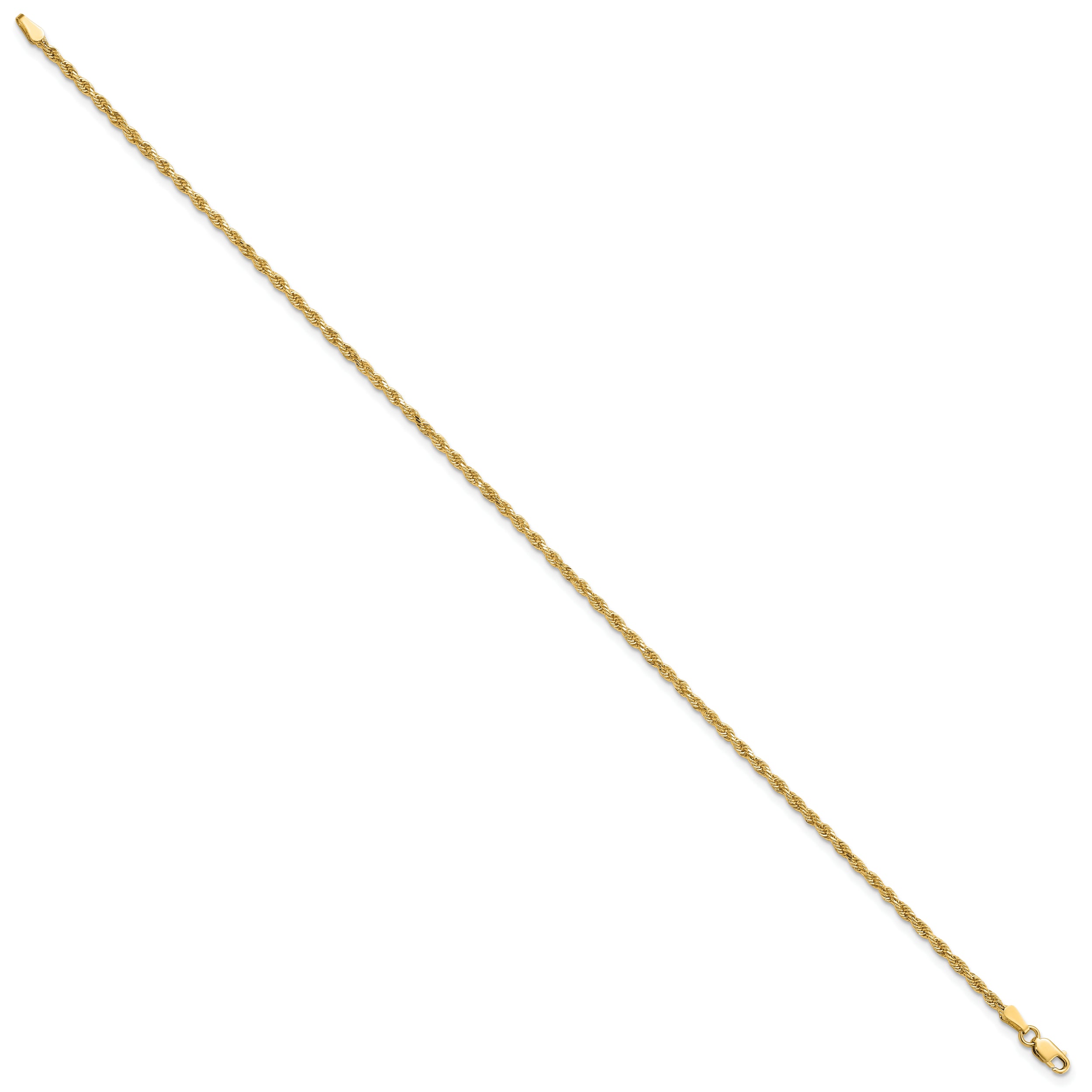 14k 2mm Diamond-cut Rope Chain Anklet