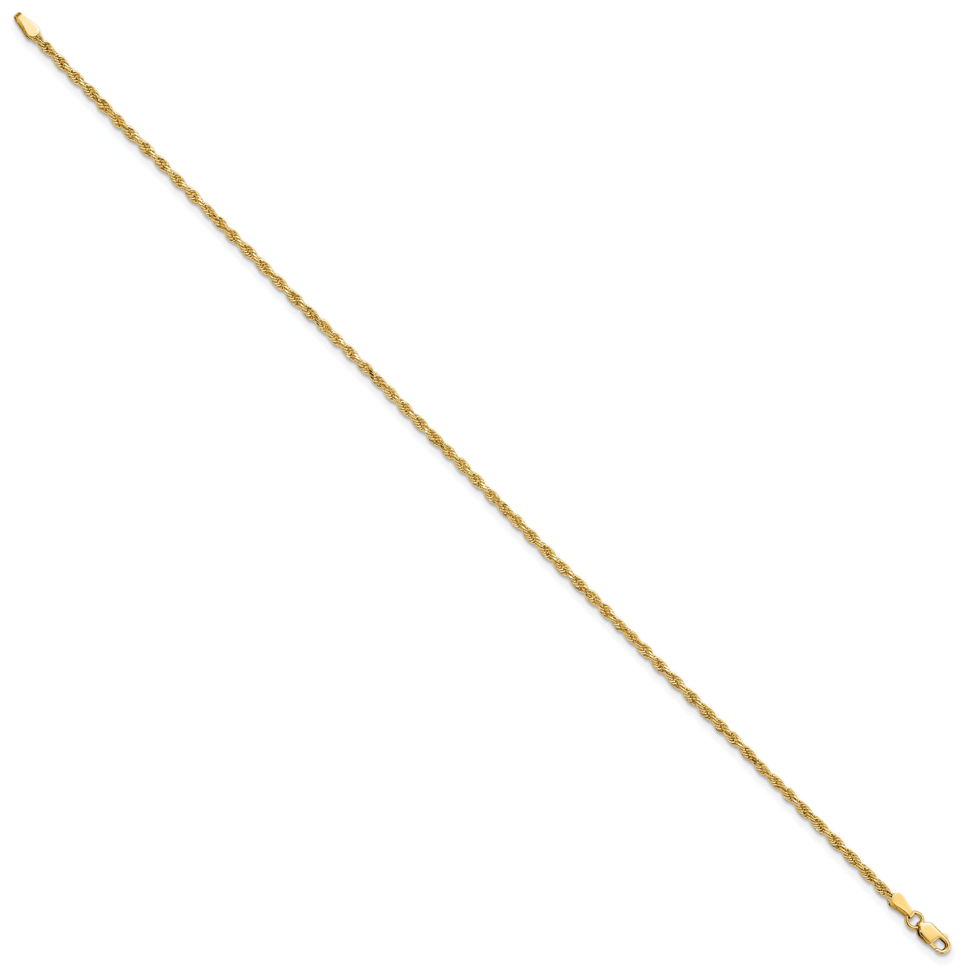 14k 2mm Diamond-cut Rope Chain Anklet