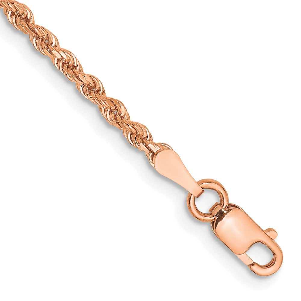 14k Rose Gold 2mm D/C Rope Chain Anklet