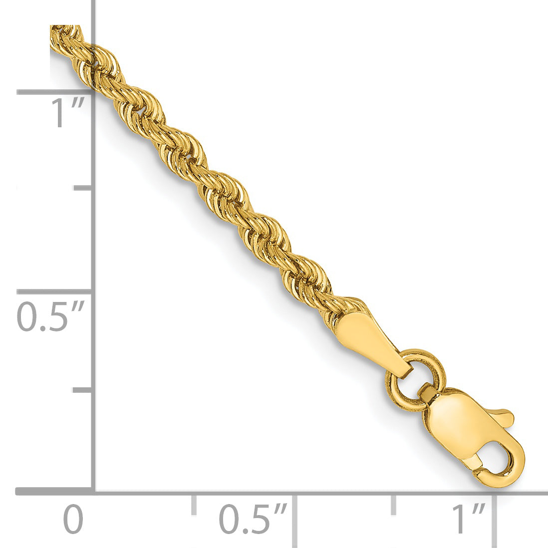 14k 2.5mm Regular Rope Chain Anklet