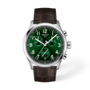 Green dial · Brown strap