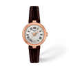 White dial · Brown strap