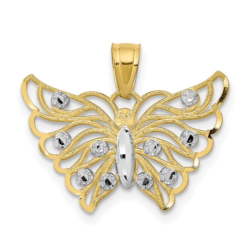 10K w/ Rhodium Butterfly Pendant